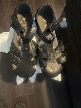 Women's Black Dress Sandals with Ankle Strap - Unknown Brand